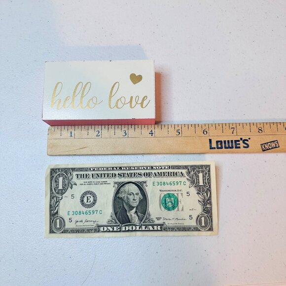 Valentines Day HELLO LOVE small block Valentine tiered tray decoration farmhouse - Picture 8 of 9